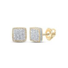Load image into Gallery viewer, 10kt Yellow Gold Baguette and Round Diamond Square Earrings for Men - 1 Cttw of Dazzling Brilliance Top view from the 10Kt Yellow Gold Mens Baguette Diamond Square Earrings 1 Cttwpin286390 collection by Splendid Jewellery