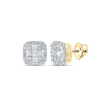 Load image into Gallery viewer, 10kt Yellow Gold Baguette Diamond Square Earrings - 1/2 Cttw | Exquisite Men&#39;s Diamond Studs Top view from the 10Kt Yellow Gold Mens Baguette Diamond Square Earrings 1 2 Cttwpin289569 collection by Splendid Jewellery