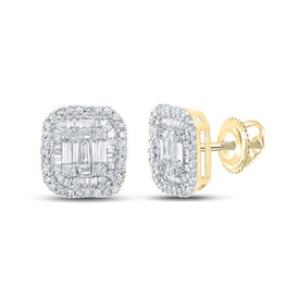 10kt Yellow Gold Baguette and Round Diamond Square Earrings for Men - 1/2 Cttw Top view from the 10Kt Yellow Gold Mens Baguette Diamond Square Earrings 1 2 Cttwpin289549 collection by Splendid Jewellery