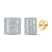Load image into Gallery viewer, 10kt Yellow Gold Baguette Diamond Square Earrings - 1/2 Cttw | Dazzling Men&#39;s Diamond Earrings Top view from the 10Kt Yellow Gold Mens Baguette Diamond Square Earrings 1 2 Cttwpin285492 collection by Splendid Jewellery