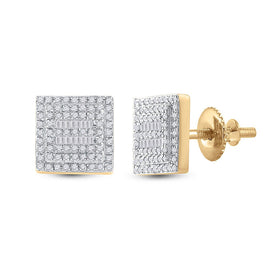 10kt Yellow Gold Baguette and Round Diamond Square Earrings for Men - 1/2 Cttw Top view from the 10Kt Yellow Gold Mens Baguette Diamond Square Earrings 1 2 Cttwpin285494 collection by Splendid Jewellery