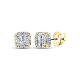 10kt Yellow Gold Baguette and Round Diamond Square Earrings for Men - 5/8 Ct.t.w. Top view from the 10Kt Yellow Gold Mens Baguette Diamond Square Earrings 5 8 Cttwpin286331 collection by Splendid Jewellery