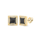 10kt Yellow Gold Men's Square Black Diamond Earrings - 1/3 Cttw | Splendid Jewellery Top view from the 10Kt Yellow Gold Mens Round Black Color Treated Diamond Square Earrings 1 3 Cttwpin232578 collection by Splendid Jewellery