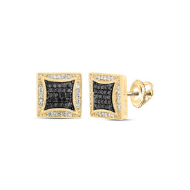 10kt Yellow Gold Men's Square Black Diamond Earrings - 1/3 Cttw | Splendid Jewellery Top view from the 10Kt Yellow Gold Mens Round Black Color Treated Diamond Square Earrings 1 3 Cttwpin232578 collection by Splendid Jewellery