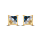 10kt Yellow Gold Men's Blue Diamond Square Kite Cluster Earrings - Captivating Brilliance Top view from the 10Kt Yellow Gold Mens Round Blue Color Enhanced Diamond Square Kite Cluster Earrings 1 4 Cttwpin84311 collection by Splendid Jewellery