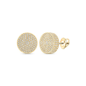 10kt Yellow Gold Men's Round Diamond 3D Circle Earrings - Captivating Brilliance Top view from the 10Kt Yellow Gold Mens Round Diamond 3D Circle Earrings 7 8 Cttwpin232479 collection by Splendid Jewellery
