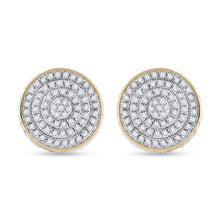 Load image into Gallery viewer, 10kt Yellow Gold Men&#39;s Round Diamond 3D Disk Circle Earrings - Captivating Brilliance Side view from the 10Kt Yellow Gold Mens Round Diamond 3D Disk Circle Earrings 1 3 Cttwpin64777 collection by Splendid Jewellery