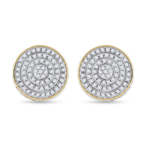 Men's Diamond Earrings | 10kt Yellow Gold Mens Round Diamond 3D Disk Circle Earrings 1/3 Cttw | Splendid Jewellery GND