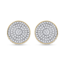 Load image into Gallery viewer, 10kt Yellow Gold Men&#39;s Round Diamond 3D Disk Circle Earrings - Captivating Brilliance Top view from the 10Kt Yellow Gold Mens Round Diamond 3D Disk Circle Earrings 1 3 Cttwpin64777 collection by Splendid Jewellery