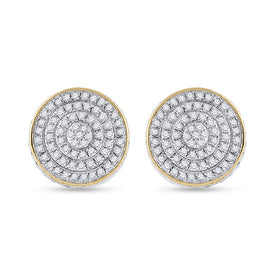 10kt Yellow Gold Men's Round Diamond 3D Disk Circle Earrings - Captivating Brilliance Top view from the 10Kt Yellow Gold Mens Round Diamond 3D Disk Circle Earrings 1 3 Cttwpin64777 collection by Splendid Jewellery