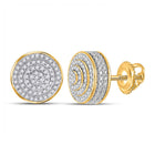 10kt Yellow Gold Men's Round Diamond 3D Disk Circle Earrings 1/4 Cttw | Dazzling Gems Top view from the 10Kt Yellow Gold Mens Round Diamond 3D Disk Circle Earrings 1 4 Cttwpin64730 collection by Splendid Jewellery
