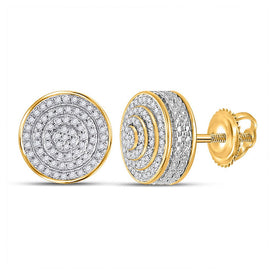 10kt Yellow Gold Men's Round Diamond 3D Disk Circle Earrings 1/4 Cttw | Dazzling Gems Top view from the 10Kt Yellow Gold Mens Round Diamond 3D Disk Circle Earrings 1 4 Cttwpin64730 collection by Splendid Jewellery