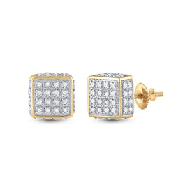 10kt Yellow Gold Men's Round Diamond 3D Square Stud Earrings 1/4 Cttw | Dazzling Geometric Diamond Studs Top view from the 10Kt Yellow Gold Mens Round Diamond 3D Square Stud Earrings 1 4 Cttwpin222777 collection by Splendid Jewellery