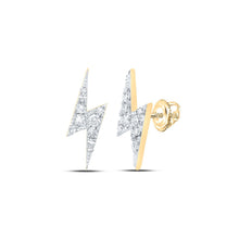 Load image into Gallery viewer, 10kt Yellow Gold Lightning Bolt Diamond Stud Earrings - 1/6 Cttw Top view from the 10Kt Yellow Gold Mens Round Diamond Bolt Lightning Stud Earrings 1 6 Cttwpin232133 collection by Splendid Jewellery