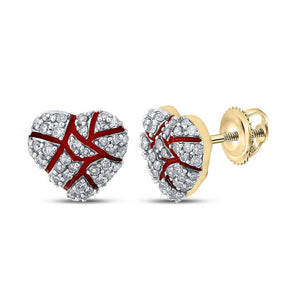 Men's Diamond Earrings | 10kt Yellow Gold Mens Round Diamond Broken Heart Cluster Earrings 1/2 Cttw | Splendid Jewellery GND