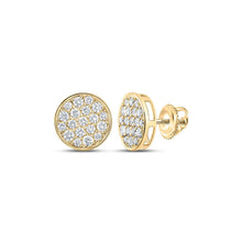 Load image into Gallery viewer, 10kt Yellow Gold Men&#39;s Round Diamond Button Cluster Earrings - 1 Cttw | Exquisite Jewellery Top view from the 10Kt Yellow Gold Mens Round Diamond Button Cluster Earrings 1 Cttwpin286072 collection by Splendid Jewellery
