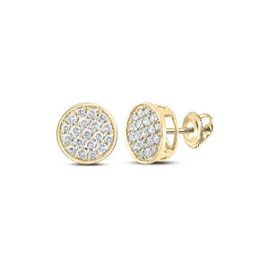 Men's Diamond Earrings | 10kt Yellow Gold Mens Round Diamond Button Cluster Earrings 1/4 Cttw | Splendid Jewellery GND