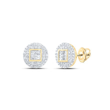 Load image into Gallery viewer, 10kt Yellow Gold Men&#39;s Round Diamond Circle Cluster Earrings 1/2 Cttw | Dazzling Brilliance Top view from the 10Kt Yellow Gold Mens Round Diamond Circle Cluster Earrings 1 2 Cttwpin216423 collection by Splendid Jewellery
