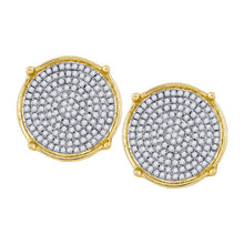 Load image into Gallery viewer, 10kt Yellow Gold Men&#39;s Round Diamond Cluster Earrings - Captivating Brilliance Top view from the 10Kt Yellow Gold Mens Round Diamond Circle Cluster Earrings 1 2 Cttwpin13617 collection by Splendid Jewellery