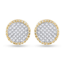Load image into Gallery viewer, 10kt Yellow Gold Men&#39;s Round Diamond Circle Cluster Earrings 1/3 Cttw | Exquisite Diamond Delight Top view from the 10Kt Yellow Gold Mens Round Diamond Circle Cluster Earrings 1 3 Cttwpin11626 collection by Splendid Jewellery