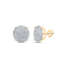 Load image into Gallery viewer, 10kt Yellow Gold Men&#39;s Round Diamond Circle Cluster Earrings 1/3 Cttw | Dazzling Brilliance Top view from the 10Kt Yellow Gold Mens Round Diamond Circle Cluster Earrings 1 3 Cttwpin223818 collection by Splendid Jewellery