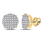 10kt Yellow Gold Men's Round Diamond Cluster Earrings - A Dazzling Circle of Brilliance Top view from the 10Kt Yellow Gold Mens Round Diamond Circle Cluster Earrings 1 4 Cttwpin223814 collection by Splendid Jewellery