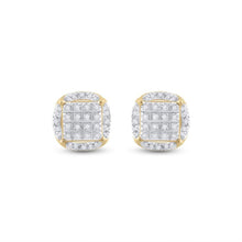 Load image into Gallery viewer, 10kt Yellow Gold Men&#39;s Round Diamond Circle Cluster Earrings 1/5 Cttw | Dazzling Diamond Delight Side view from the 10Kt Yellow Gold Mens Round Diamond Circle Cluster Earrings 1 5 Cttwpin229605 collection by Splendid Jewellery