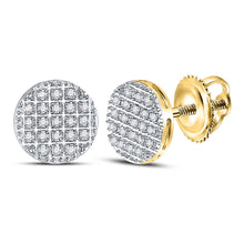 Load image into Gallery viewer, 10kt Yellow Gold Men&#39;s Round Diamond Circle Cluster Earrings - A Dazzling Statement of Style and Sophistication Top view from the 10Kt Yellow Gold Mens Round Diamond Circle Cluster Earrings 1 6 Cttwpin229996 collection by Splendid Jewellery