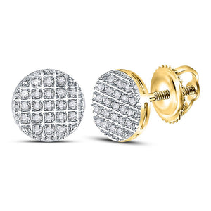 Men's Diamond Earrings | 10kt Yellow Gold Mens Round Diamond Circle Cluster Earrings 1/6 Cttw | Splendid Jewellery GND