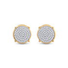 10kt Yellow Gold Men's Round Diamond Circle Disk Cluster Earrings 1/4 Cttw | Splendid Jewellery - Radiant Brilliance Men's Diamond Cluster Earrings Side view from the 10Kt Yellow Gold Mens Round Diamond Circle Disk Cluster Earrings 1 4 Cttwpin13968 collection by Splendid Jewellery