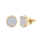 10kt Yellow Gold Men's Round Diamond Circle Disk Cluster Earrings 1/4 Cttw | Splendid Jewellery - Radiant Brilliance Men's Diamond Cluster Earrings Top view from the 10Kt Yellow Gold Mens Round Diamond Circle Disk Cluster Earrings 1 4 Cttwpin13968 collection by Splendid Jewellery