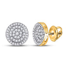 10kt Yellow Gold Men's Round Diamond Circle Earrings - Exquisite Brilliance Top view from the 10Kt Yellow Gold Mens Round Diamond Cluster Earrings 1 2 Cttwpin246542 collection by Splendid Jewellery