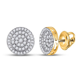 10kt Yellow Gold Men's Round Diamond Circle Earrings - Exquisite Brilliance Top view from the 10Kt Yellow Gold Mens Round Diamond Cluster Earrings 1 2 Cttwpin246542 collection by Splendid Jewellery