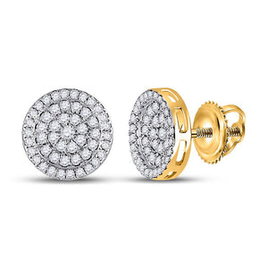 Men's Diamond Earrings | 10kt Yellow Gold Mens Round Diamond Circle Earrings 1/2 Cttw | Splendid Jewellery GND