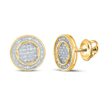 Load image into Gallery viewer, 10kt Yellow Gold Men&#39;s Round Diamond Circle Earrings - Captivating Brilliance Top view from the 10Kt Yellow Gold Mens Round Diamond Circle Earrings 1 4 Cttwpin88754 collection by Splendid Jewellery