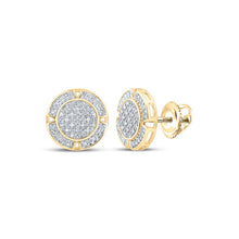 Load image into Gallery viewer, 10kt Yellow Gold Men&#39;s Round Diamond Circle Earrings - A Dazzling Statement of Style and Luxury Top view from the 10Kt Yellow Gold Mens Round Diamond Circle Earrings 1 4 Cttwpin286393 collection by Splendid Jewellery