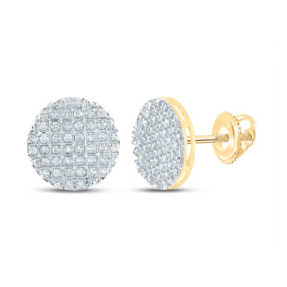 Men's Diamond Earrings | 10kt Yellow Gold Mens Round Diamond Circle Earrings 1/4 Cttw | Splendid Jewellery GND