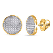 Load image into Gallery viewer, 10kt Yellow Gold Men&#39;s Round Diamond Circle Earrings - 1/5 Cttw | Dazzling Brilliance Top view from the 10Kt Yellow Gold Mens Round Diamond Circle Earrings 1 5 Cttwpin223654 collection by Splendid Jewellery