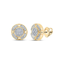 Load image into Gallery viewer, 10kt Yellow Gold Men&#39;s Round Diamond Circle Earrings - Captivating Brilliance Top view from the 10Kt Yellow Gold Mens Round Diamond Circle Earrings 1 6 Cttwpin286980 collection by Splendid Jewellery