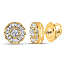 Load image into Gallery viewer, 10kt Yellow Gold Men&#39;s Round Diamond Circle Earrings - Captivating Brilliance Top view from the 10Kt Yellow Gold Mens Round Diamond Circle Earrings 1 8 Cttwpin223856 collection by Splendid Jewellery