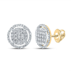 Men's Diamond Earrings | 10kt Yellow Gold Mens Round Diamond Circle Earrings 3/4 Cttw | Splendid Jewellery GND