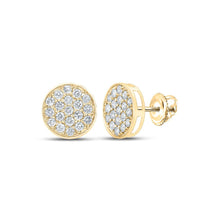 Load image into Gallery viewer, 10kt Yellow Gold Men&#39;s Round Diamond Circle Earrings - Captivating Brilliance Top view from the 10Kt Yellow Gold Mens Round Diamond Circle Earrings 7 8 Cttwpin286077 collection by Splendid Jewellery