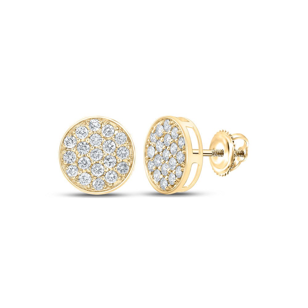Men's Diamond Earrings | 10kt Yellow Gold Mens Round Diamond Circle Earrings 7/8 Cttw | Splendid Jewellery GND