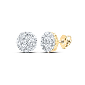 10kt Yellow Gold Men's Round Diamond Cluster Earrings - 1-1/4 Cttw | Dazzling Brilliance Top view from the 10Kt Yellow Gold Mens Round Diamond Cluster Earrings 1 1 4 Cttwpin286381 collection by Splendid Jewellery