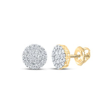 Load image into Gallery viewer, 10kt Yellow Gold Men&#39;s Round Diamond Cluster Earrings - 1-5/8 Cttw | Timeless Brilliance Top view from the 10Kt Yellow Gold Mens Round Diamond Cluster Earrings 1 5 8 Cttwpin286317 collection by Splendid Jewellery