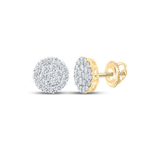 Load image into Gallery viewer, Brilliant Clustered Diamond Earrings in 10kt Yellow Gold - 1-7/8 Cttw Top view from the 10Kt Yellow Gold Mens Round Diamond Cluster Earrings 1 7 8 Cttwpin286343 collection by Splendid Jewellery