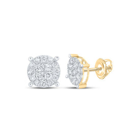 10kt Yellow Gold Men's Round Diamond Cluster Earrings - 1 Cttw | Exquisite Brilliance Top view from the 10Kt Yellow Gold Mens Round Diamond Cluster Earrings 1 Cttwpin286210 collection by Splendid Jewellery