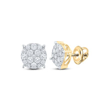 Load image into Gallery viewer, 10kt Yellow Gold Men&#39;s Round Diamond Cluster Earrings - 1 Cttw | Exquisite Diamond Jewelry Top view from the 10Kt Yellow Gold Mens Round Diamond Cluster Earrings 1 Cttwpin286213 collection by Splendid Jewellery
