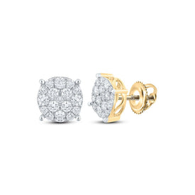 10kt Yellow Gold Men's Round Diamond Cluster Earrings - 1 Cttw | Exquisite Diamond Jewelry Top view from the 10Kt Yellow Gold Mens Round Diamond Cluster Earrings 1 Cttwpin286213 collection by Splendid Jewellery