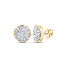 Load image into Gallery viewer, 10kt Yellow Gold Men&#39;s Round Diamond Cluster Earrings - 1 Cttw | Luxurious Jewellery Top view from the 10Kt Yellow Gold Mens Round Diamond Cluster Earrings 1 Cttwpin286380 collection by Splendid Jewellery